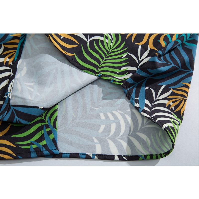 Áo Sơ Mi Ngắn Tay In Họa Tiết Lá Cây Phong Cách Hàn Quốc Mới Cho Nam