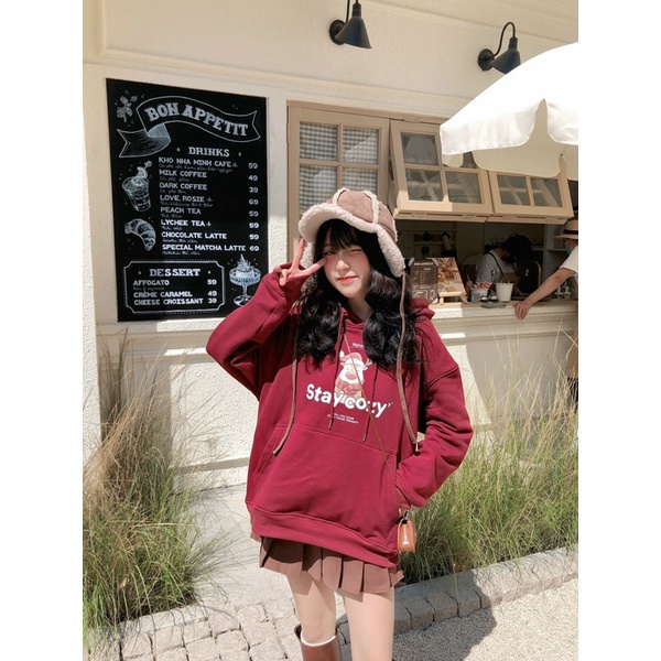 Áo hoodie Stay Cozy Byjolie nỉ bông form suông unisex | BigBuy360 - bigbuy360.vn