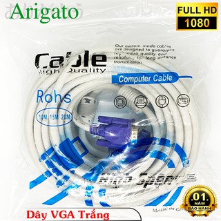Dây VGA 3m, cáp máy tính vga 3m Trắng