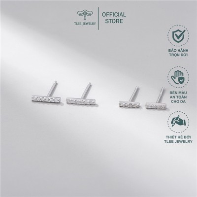 Khuyên tai bạc nữ TLEE thanh bạc nam đá xinh xắn TLEE JEWELRY B0217