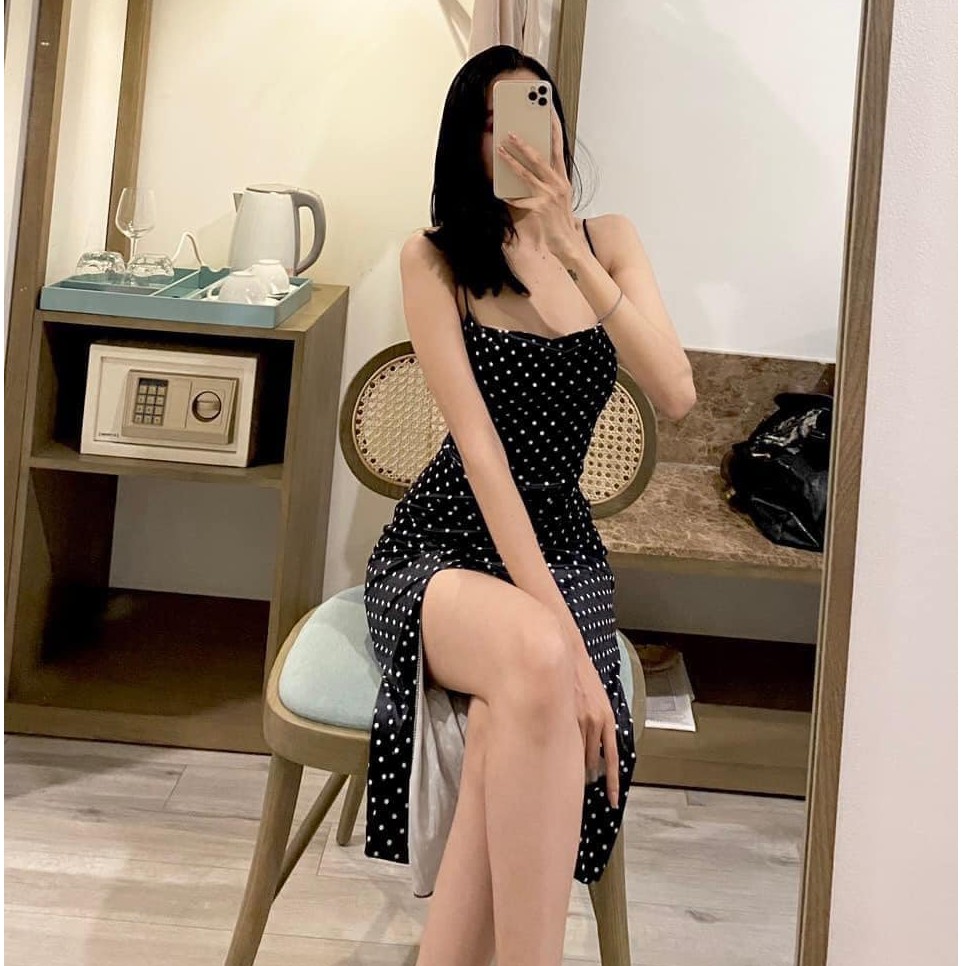 Đầm nữ hai dây dáng ôm midi Emilyshop