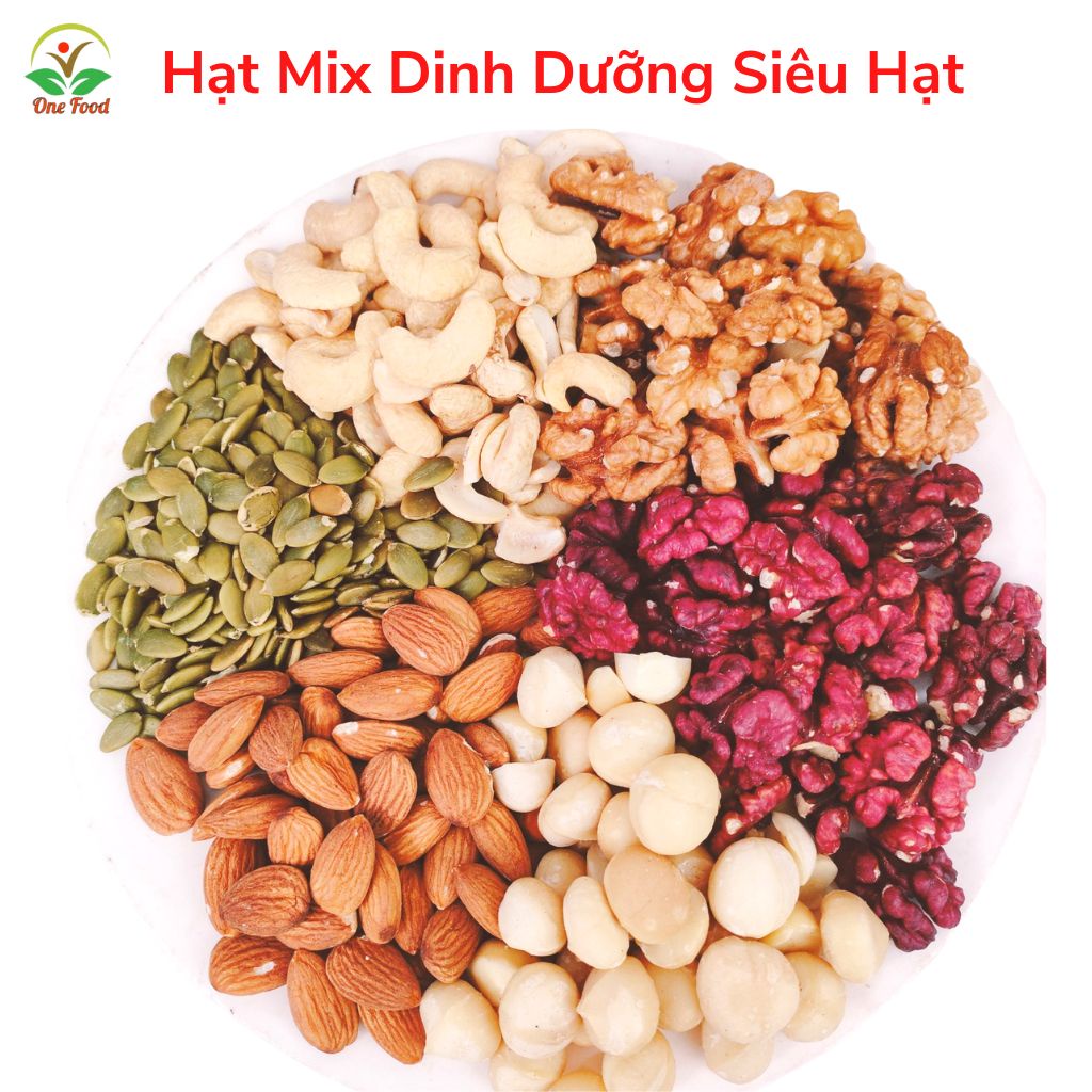 Hạt Dinh Dưỡng Mix Hạt Granola Siêu Hạt Ăn Kiêng Ngũ Cốc Granola Giảm Cân Dinh Dưỡng Onefood68 Có Macca,Óc Chó,Hạnh Nhân