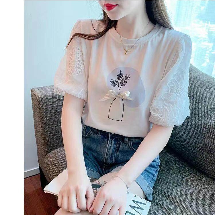 Áo Thun Cotton Tay Ngắn Dáng Rộng In Họa Tiết Độc Đáo Thời Trang Phong Cách Hàn Quốc Cho Nữ