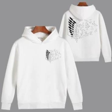 GIÁ TỐT - Mẫu áo Hoodie Attack on Titan màu trắng siêu chất đẹp giá rẻ / có size trẻ em
