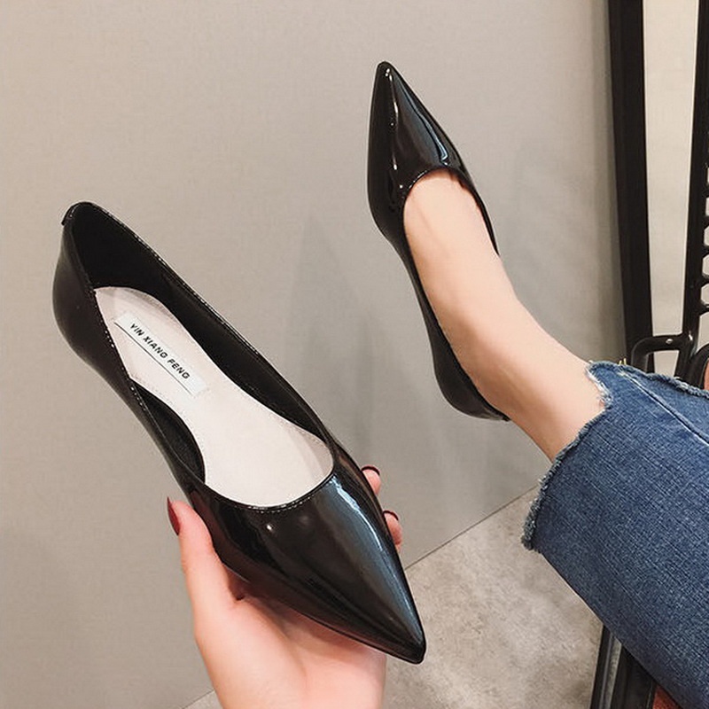Giày bệt nữ Giày Búp Bê Da Bóng Mũi Nhọn Thiết Kế Đơn Giản Thời Trang Hàn Quốc Cho Nữ Size 35-44