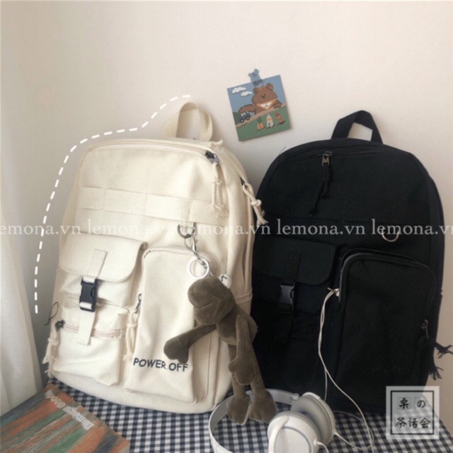 HÀNG SẴN | BALO UNISEX POWER OFF CANVAS BALO ĐI HỌC CÁ TÍNH