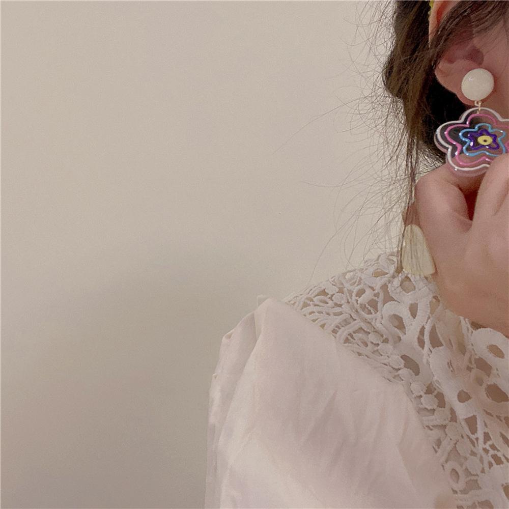 Khuyên Tai Acrylic Trong Suốt Họa Tiết Cây Kem / Cún Phong Cách Vintage Thời Trang