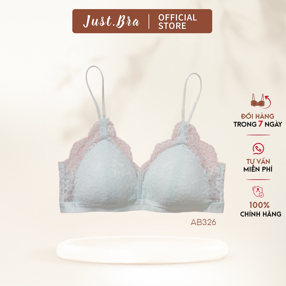 Áo ngực ren Just Bra thiết kế mút mỏng không gọng dây vai mảnh AB326
