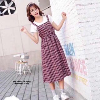Váy kẻ dây rút bụng (HS)