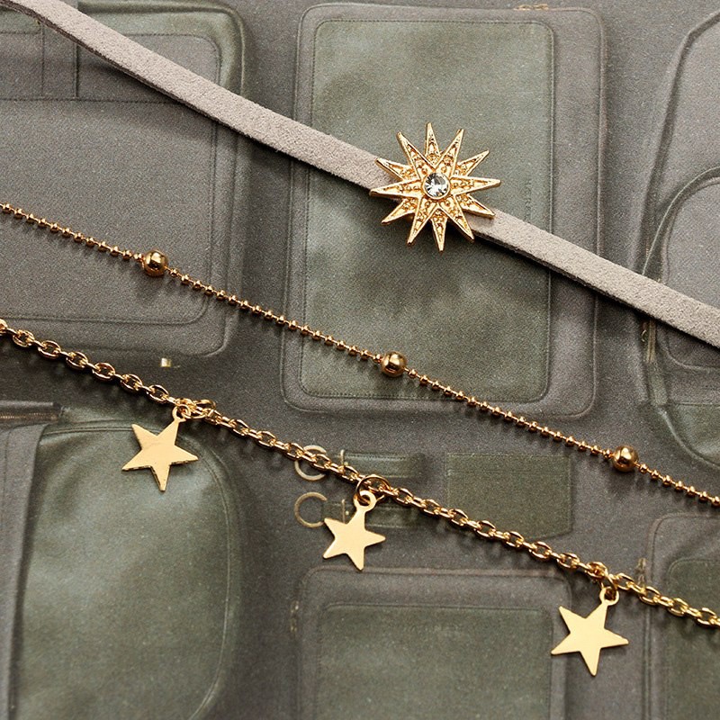 Vòng cổ choker 3 tầng mặt hình ngôi sao và mặt trời độc đáo