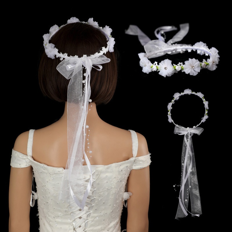 Vòng Hoa Ren Ruy Băng Đính Hạt Thủ Công Dùng Chụp Ảnh Kỳ Nghỉ