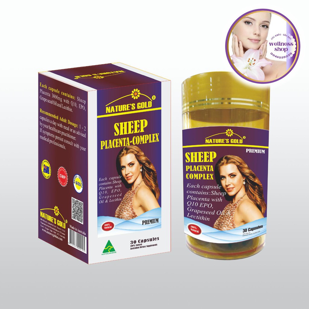 Viên uống phức hợp cao cấp Nhau Thai Cừu: Premium Sheep Placenta Complex - Bổ sung nội tiết tố nữ Estrogen, đẹp da - Úc