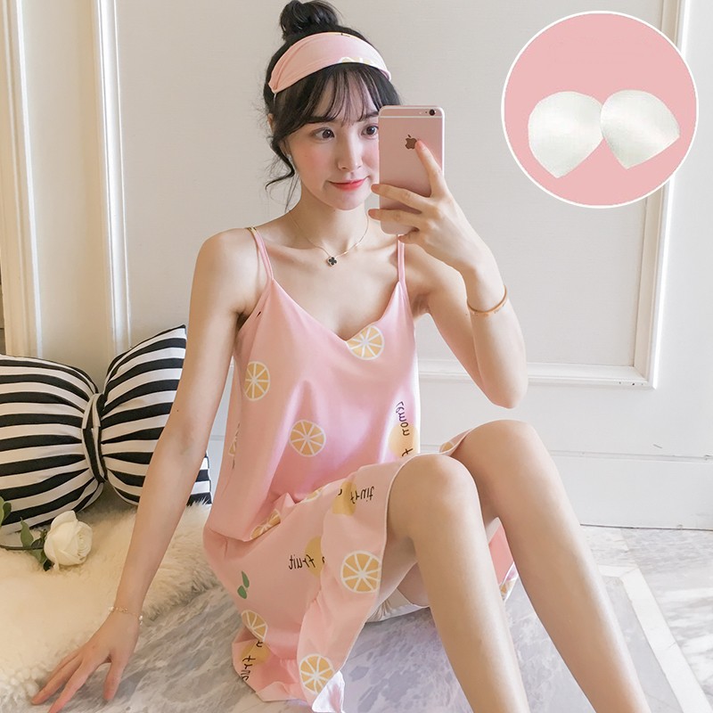 Váy Ngủ Hai Dây Có Đệm Ngực Baby Doll ( Tặng kèm bịt mắt ) - DN005