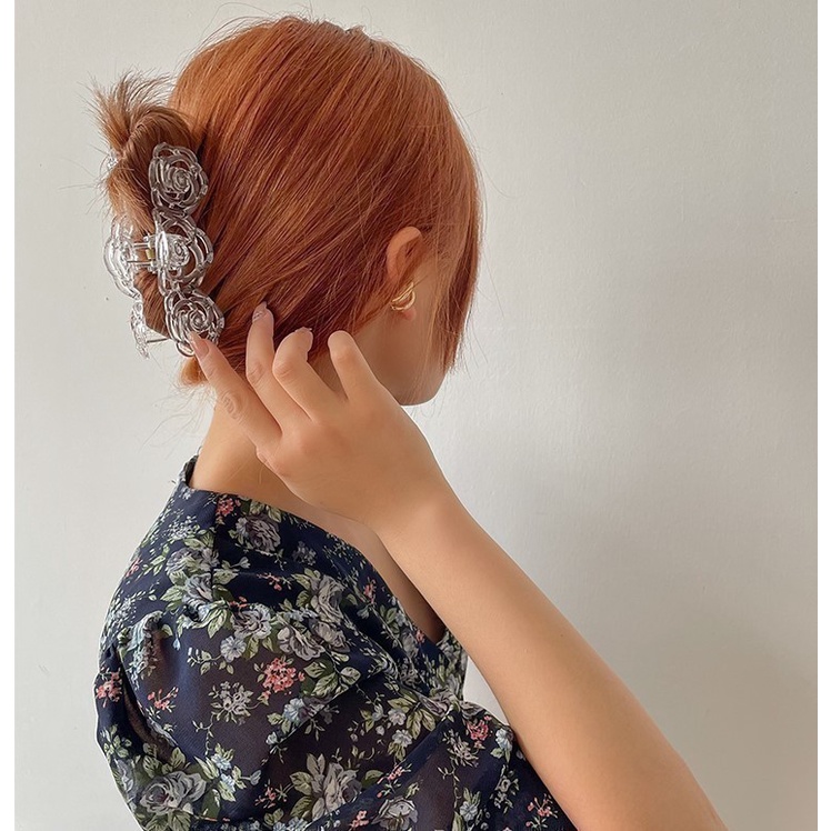Kẹp tóc lò xo hoa hồng nữ tính sang chảnh hàn quốc K126