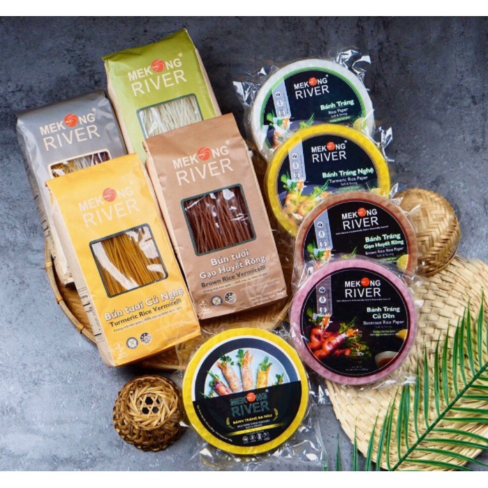 Bánh Tráng Nghệ/ Bánh Tráng Củ Dền/ Bánh Tráng Gạo Lứt Huyết Rồng/ Bánh Tráng Ba Màu Mekong River 22cm - Gói 300