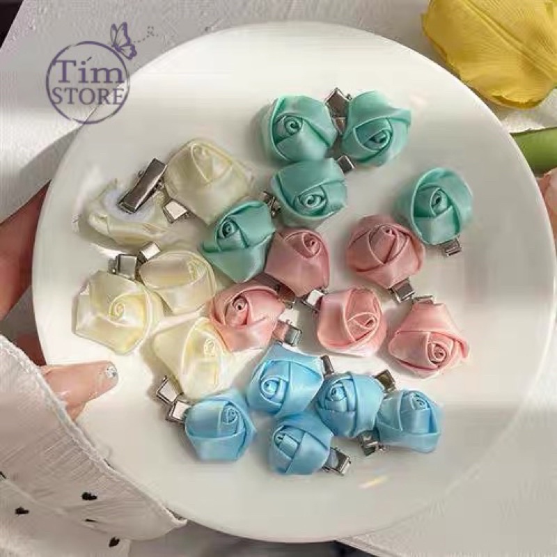 Set kẹp tóc nữ hoa hồng cherry dâu vải mini kẹp mái TIMSTORE phong cách hàn quốc kiểu mới dễ thương