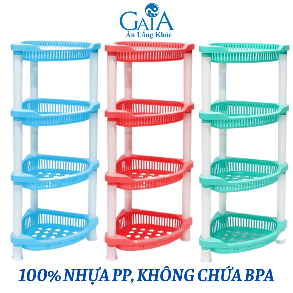 Kệ nhựa bếp/nhà tắm tam giác 4 tầng đa năng tiết kiệm không gian Đại Đồng Tiến 100% nhựa PP an toàn sức khỏe