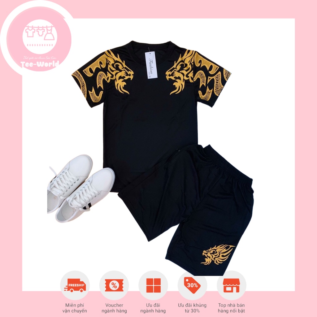 Bộ quần áo thể thao nam bộ đồ nam thun mè hình sư tử KEEP TRAINING