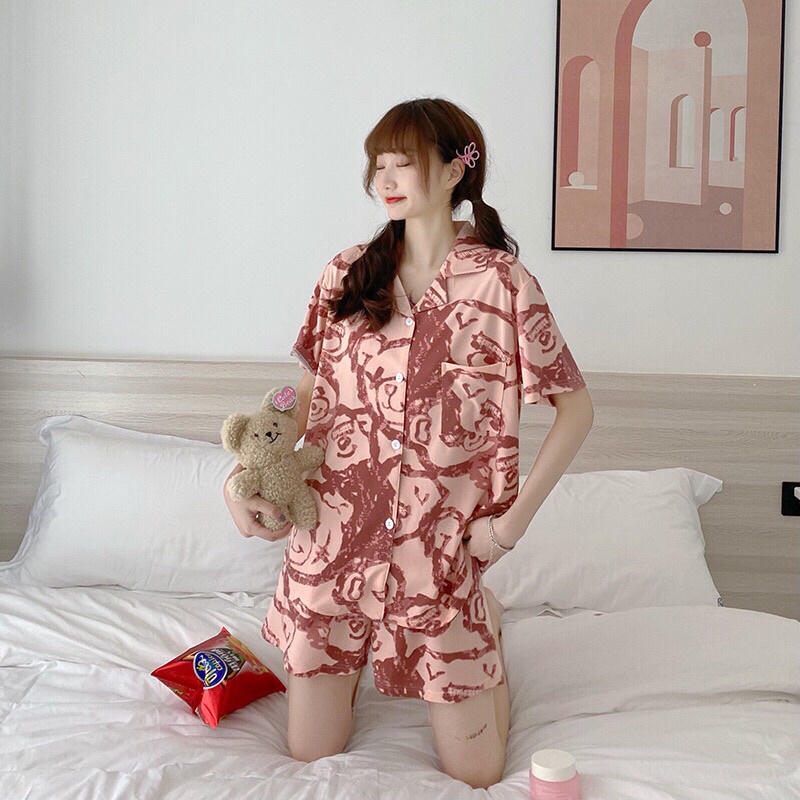 Bộ Ngủ Pyjama Thêu Gấu Vải Gòn Sữa Quảng Châu ❤️