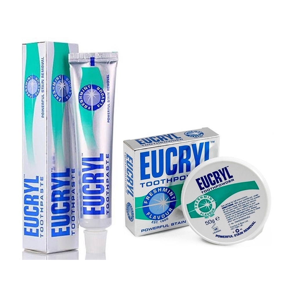 Kem Đánh Răng Và Bột Bạc Hà Tẩy Trắng Eucryl 62g