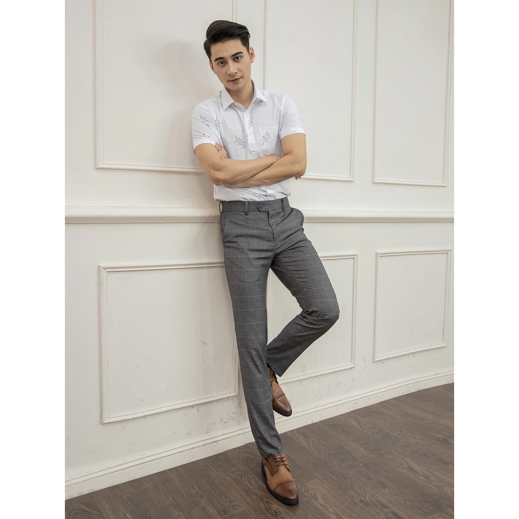 Quần tây công sở nam Aristino ATR05009 quần âu dáng slim fit chất liệu polyester cao cấp mềm mại xám và xanh tím than