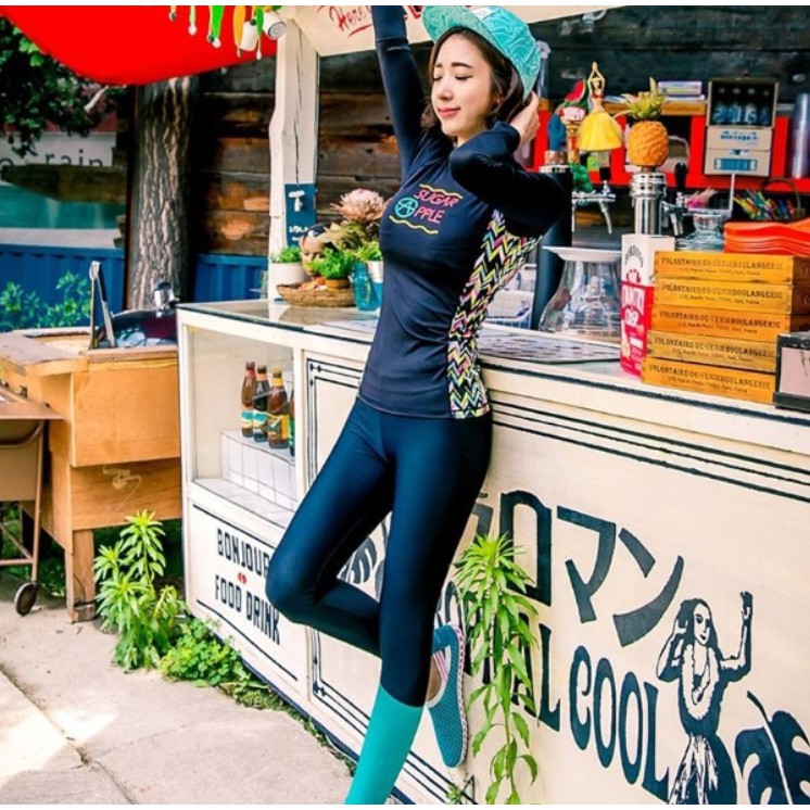 Đồ bơi Bikini dài tay quần dài phối sườn phong cách Hàn quốc | BigBuy360 - bigbuy360.vn