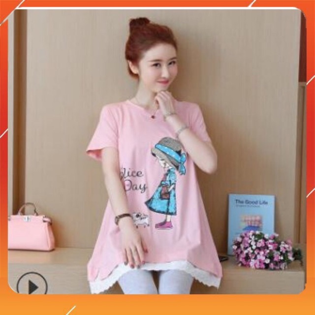 Áo bầu cotton cao cấpkhông giống ảnh chặt đầu chủ shopchất cotton mềm mịn, mát, thấm hút mồ hôiFree size 43~68kg