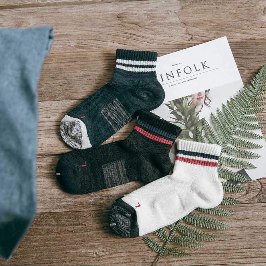 Vớ ngắn/ tất ngắn vải len Mua Tất cổ 2 sọc màu unisex (muatatshop)