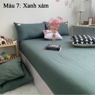 Set 3 món ga gối cotton tici màu trơn- tokyo.bedding