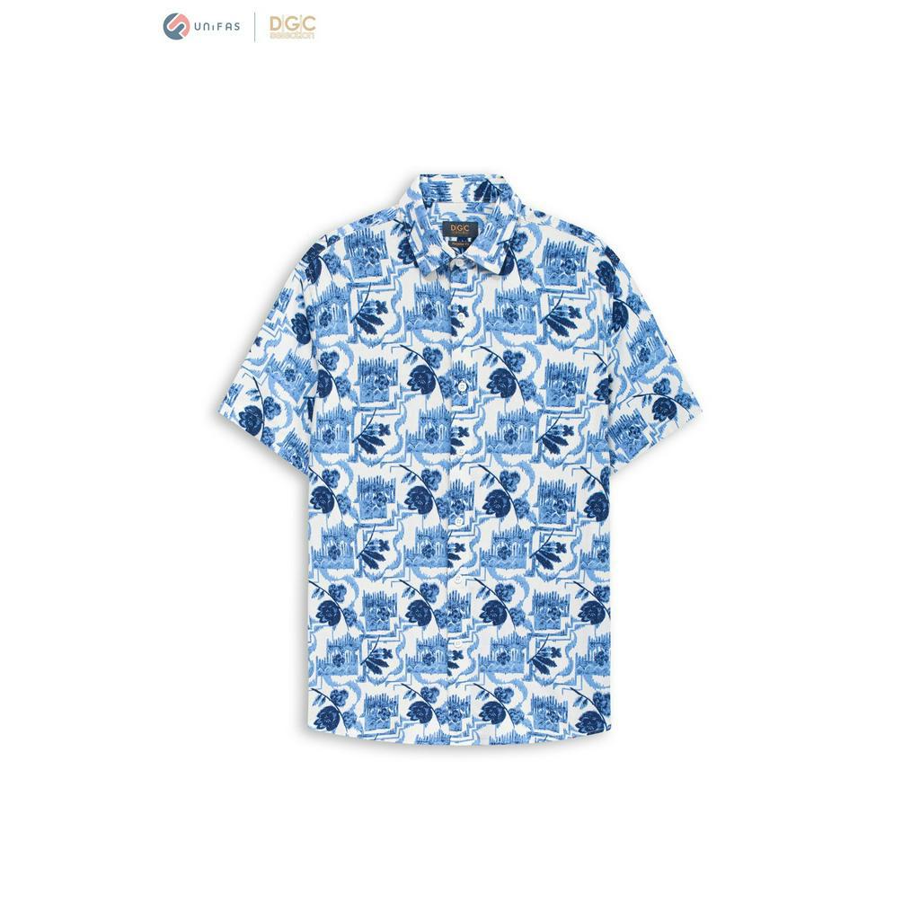 Áo sơ mi họa tiết ngắn tay DGC - SASNBC13M dáng suông, chất liệu tơ tằm nhân tạo thoáng mát, thấm hút tốt, độ bền cao