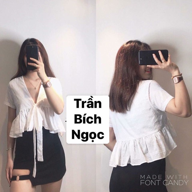 ÁO XINH ĐỘC LẠ BAE TEE - Áo croptop babydoll nơ ngực ulzzang( KÈM ẢNH THẬT TRẢI SÀN )