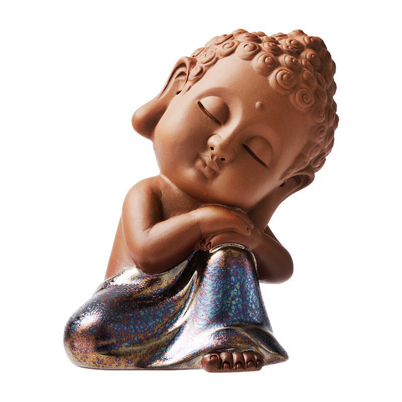 Tượng Phật Ngủ Ngồi Áo Nâu- Gốm Cao Cấp | BigBuy360 - bigbuy360.vn