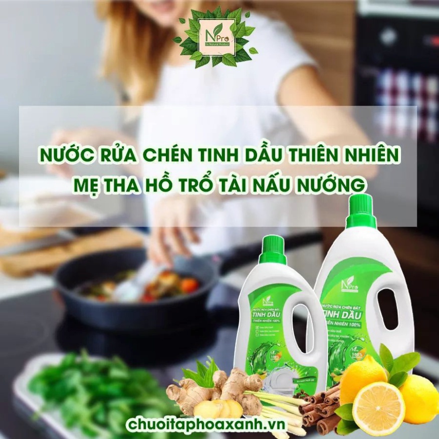 NƯỚC RỬA CHÉN TINH DẦU QUẾ NPRO 2L - 100% THIÊN NHIÊN KHÔNG HẠI DA TAY