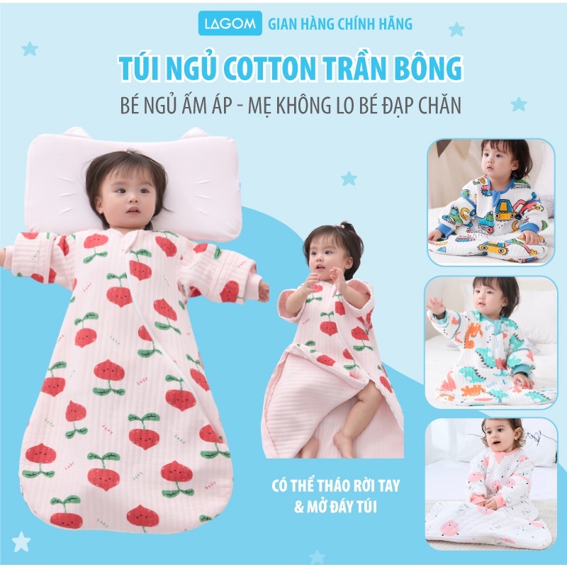 [15-25độ] Túi Ngủ Mùa Đông Cho Bé Cotton Trần Bông | Túi Ngủ Trẻ Em Mùa Đông Cao Cấp