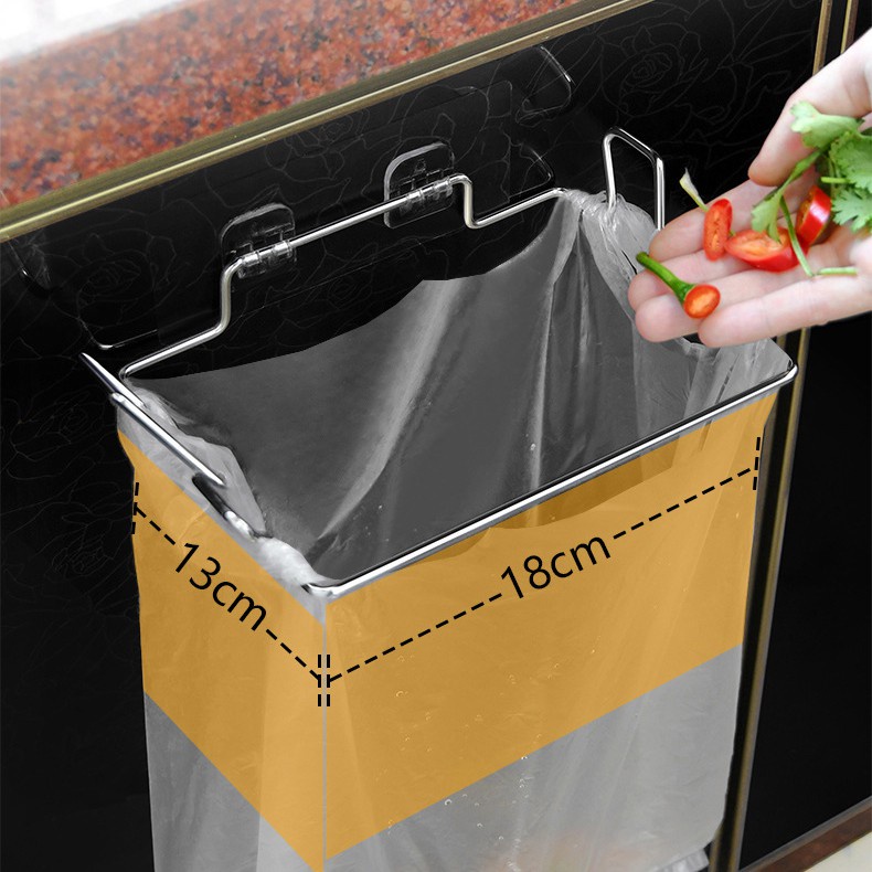 Giá treo túi đựng rác inox, Khung treo túi đựng rác inox 304, dán tường, tủ bếp siêu chắc