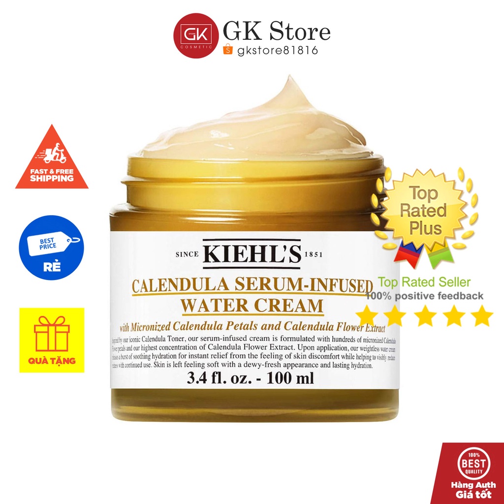 Kem Dưỡng Cấp Ẩm Tuyệt Đối, Lấy Lại Sức Sống Cho Làn Da - Kiehl's Calendula Serum-Infused Water Cream [50ml/100ml]