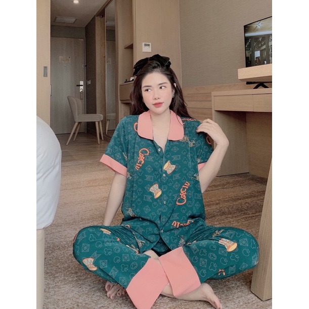 Đồ Bộ Ngủ Nguyên Set Pijama Cổ Sen Quần Dài Tay Cộc Lụa Mango Thiết Kế Cao Cấp Không Xù Mẫu Mới Hot Hit 2021