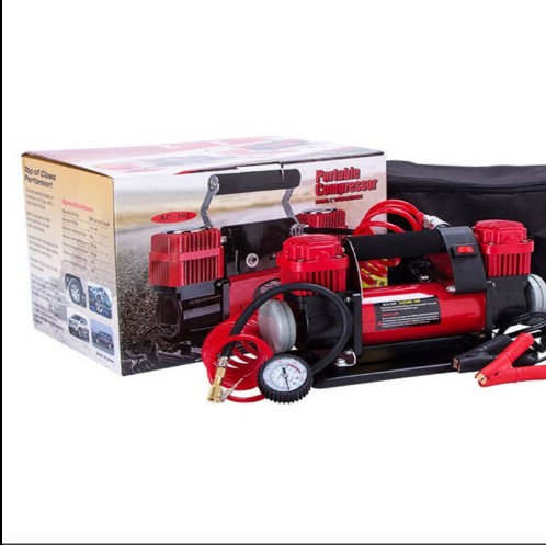 Máy bơm khí ô tô đôi xi lanh áp suất cao công suất cao 12 v + dây ống khí bơm 5m