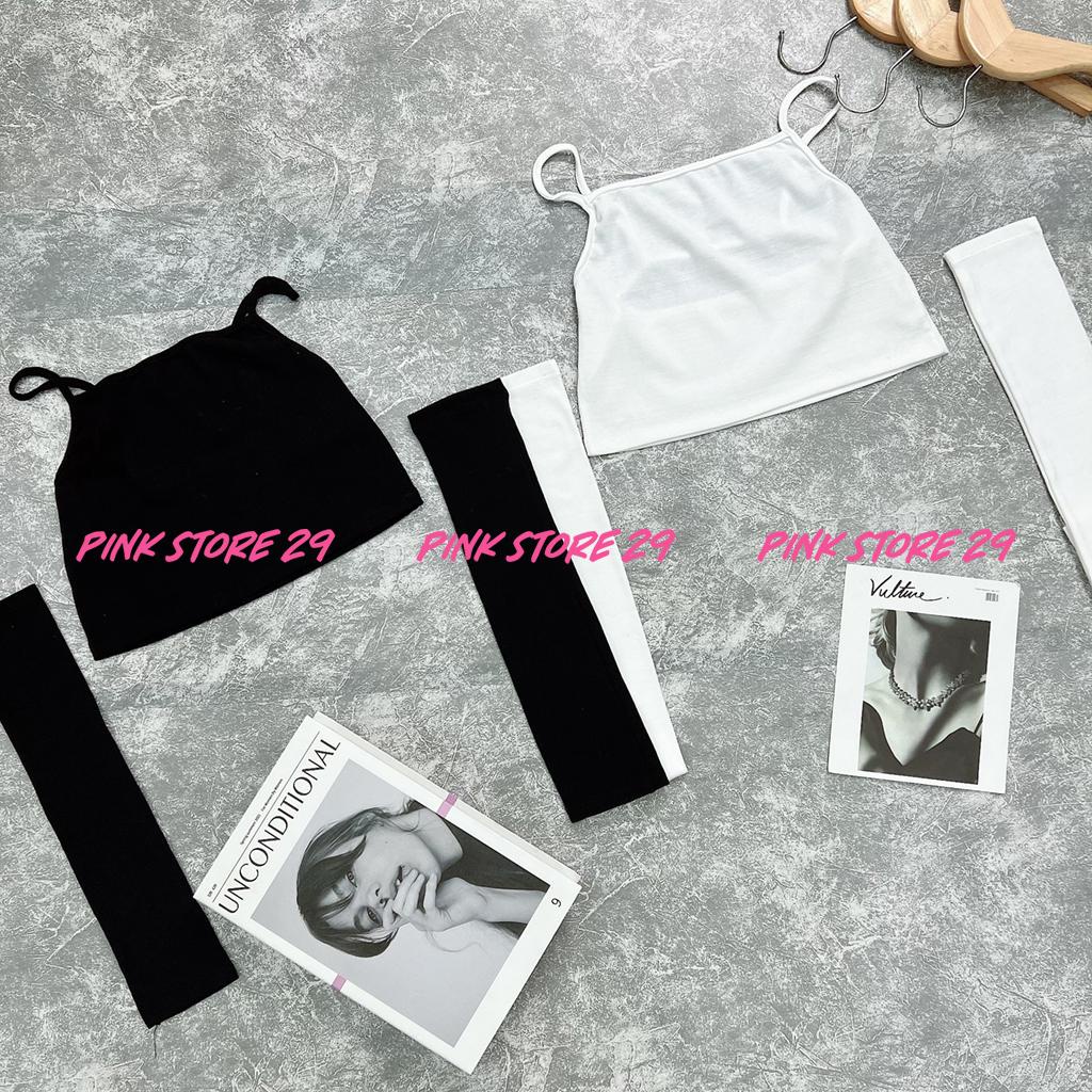 Áo Croptop 2 Dây PINKSTORE29 Tay Dài Rời, Dáng Ôm Hở Lưng Gợi Cảm A5472