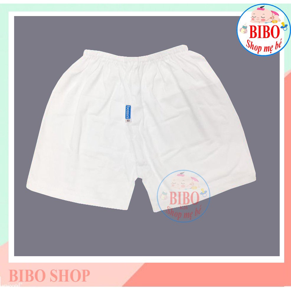 (Chất đẹp)Quần Đùi Ngắn Trắng Sơ Sinh Chất Vải Cotton Cho Bé Mặc Nhà Hiệu BOSSINI (3-75KG)