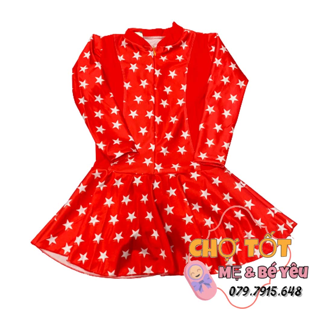 Đồ Bơi Tay Dài 1 Mảnh Liền Váy Có Lót Quần Cho Bé Gái (12-30kg)