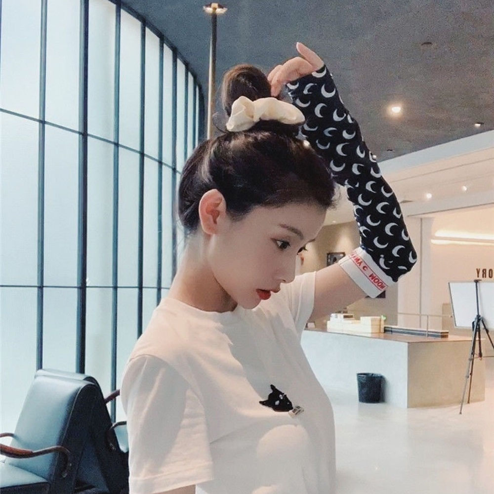 Găng Tay Chống Nắng Hở Ngón In Hình Dễ Thương Cho Nữ