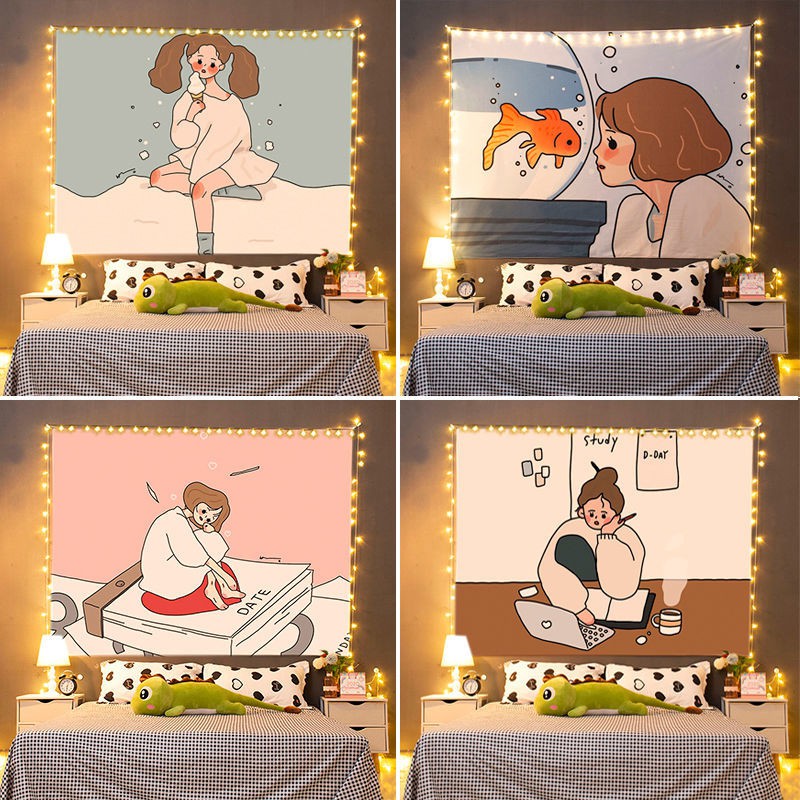 Thảm Treo Tường Họa Tiết Hoạt Hình Đáng Yêu Dùng Cho Trang Trí Nhà Cửa