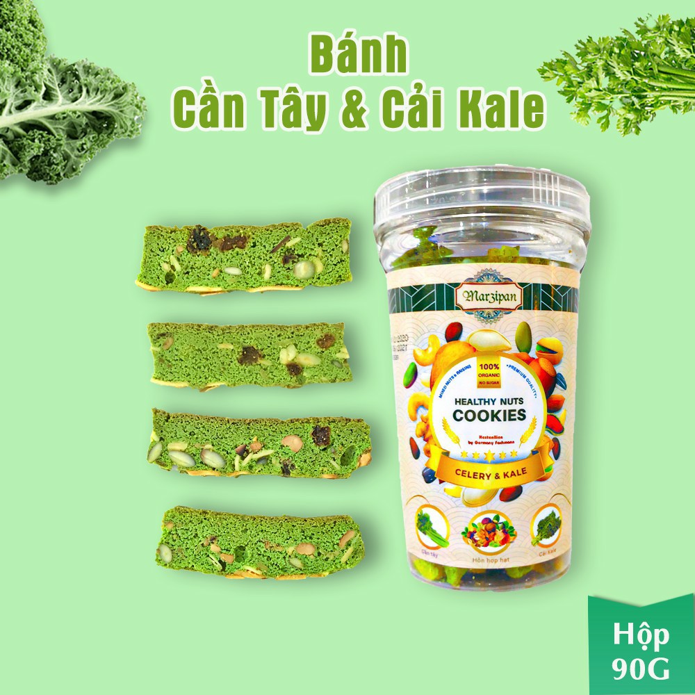 Bánh Ăn Kiêng Biscotti Bánh Rau Tươi Cần Tây &amp; Cải Kale Hũ 90 Bổ sung chất xơ dùng ăn kiêng ăn chay giảm cân eat clean