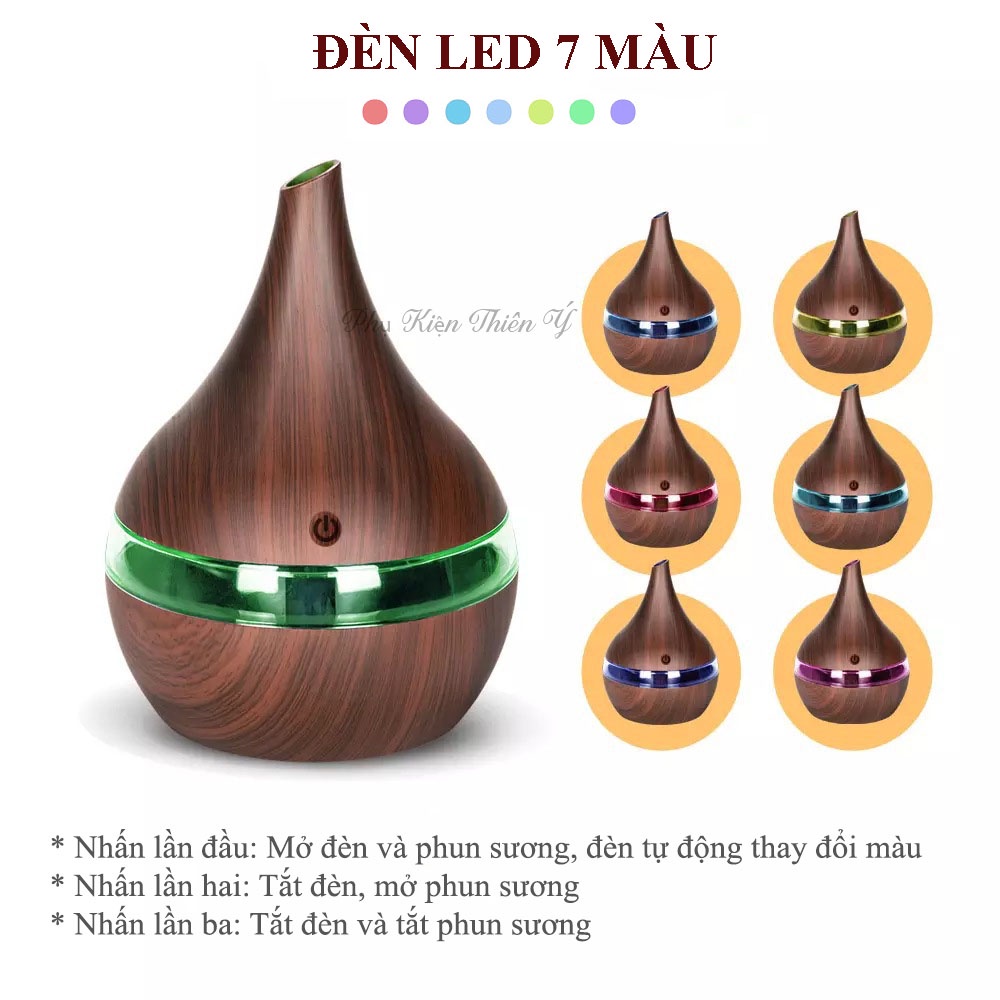Máy phun sương tạo ẩm 300ml, Khuếch tán tinh dầu vì sức khỏe, vừa phun tinh dầu vừa làm đèn ngủ, tự ngắt khi hết nước