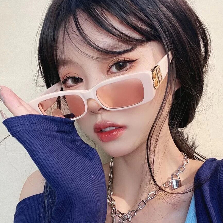 Kính Mát Gọng Nhỏ Hình Chữ Nhật Phong Cách Hip Hop Âu Mỹ