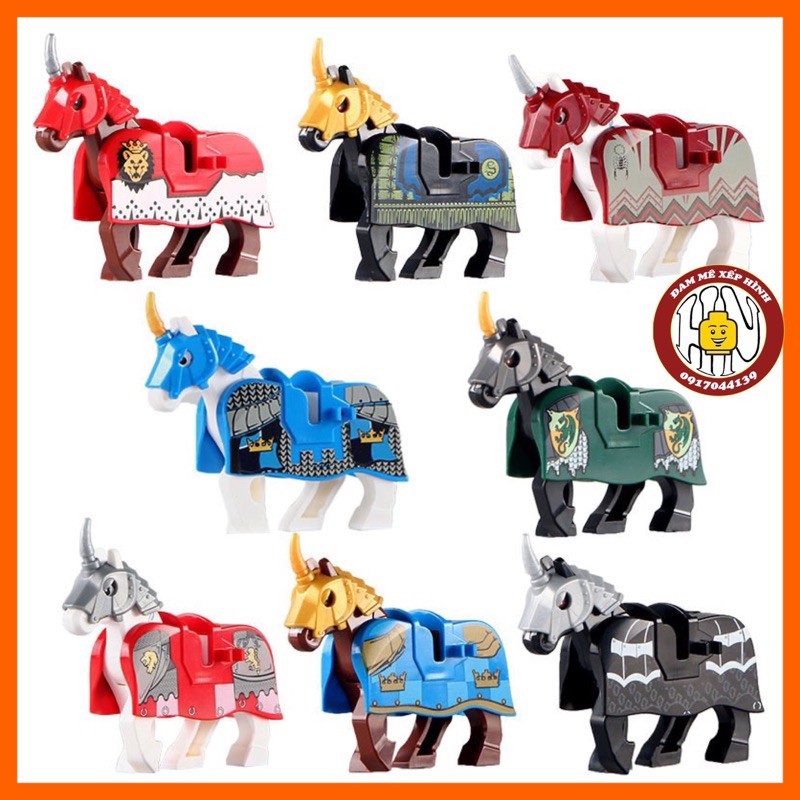 Đồ chơi minifigures - Ngựa chiến trung cổ - ( loại full giáp ) - X0158 - Hàng chuẩn nét !