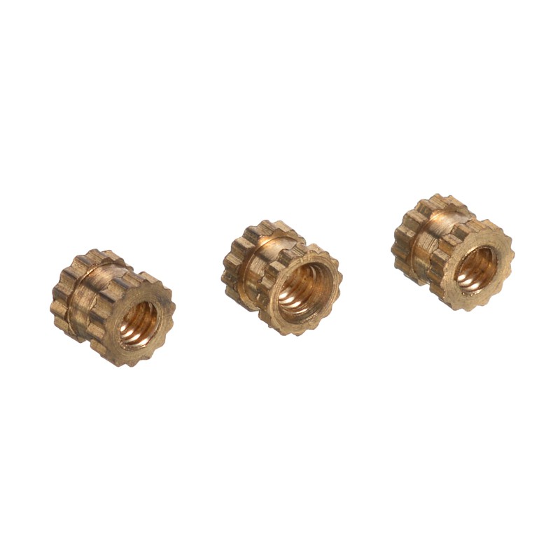PTPTRATE 100pcs New M2*3mm Brass Cylinder Knurled Threaded Round Insert Embedded Nuts