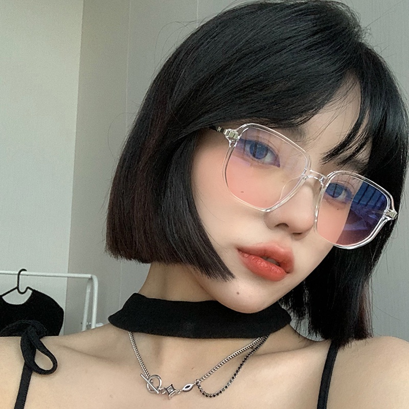 【Hàng Có Sẵn】Kính Râm/Phấn Má Hồng Hình Vuông Màu Đen Trơn Độ Bền Cao Cá Tính Dành Cho Nữ