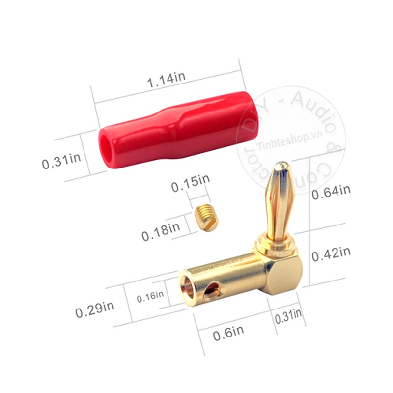 Jack bắp chuối cong bẻ góc mạ vàng 24K 4 chiếc cắm cho Loa Âm ly